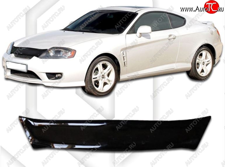 2 499 р. Дефлектор капота CA-Plastic Hyundai Tiburon GK дорестайлинг (2001-2004) (Classic черный, Без надписи)  с доставкой в г. Керчь