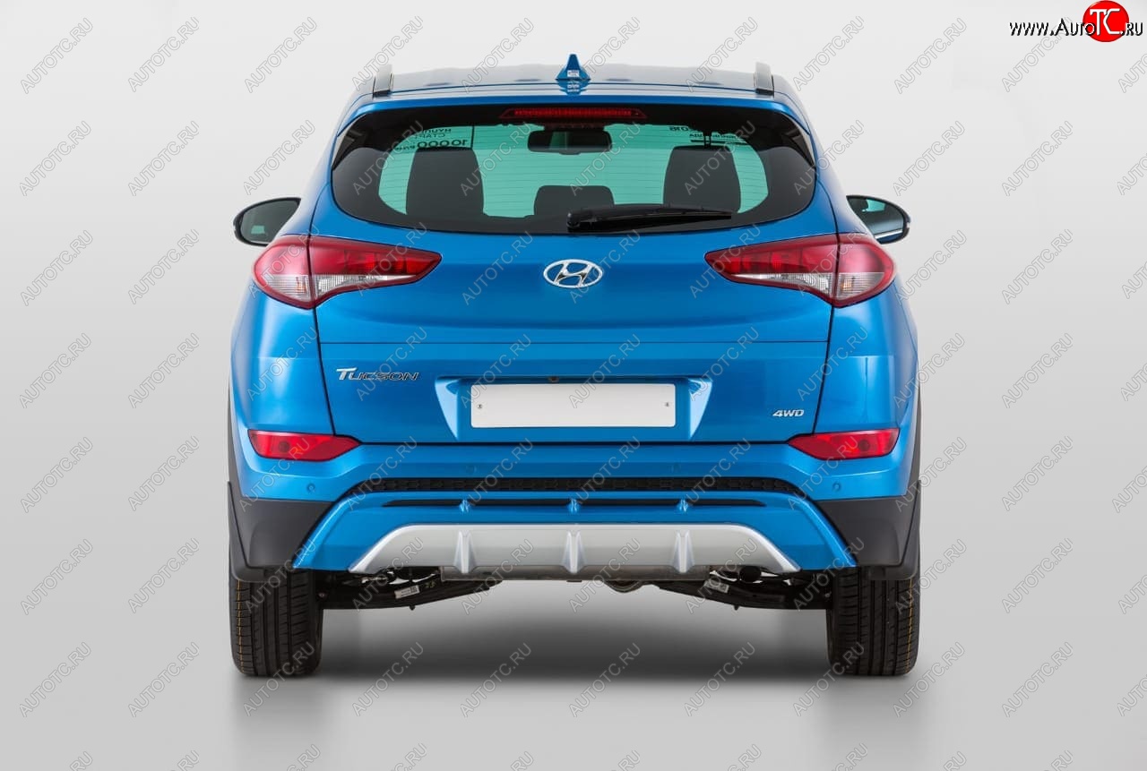 9 799 р. Накладка заднего бампера YT Hyundai Tucson TL дорестайлинг (2015-2018) (Неокрашенная)  с доставкой в г. Керчь