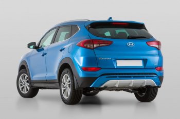9 799 р. Накладка заднего бампера YT Hyundai Tucson TL дорестайлинг (2015-2018) (Неокрашенная)  с доставкой в г. Керчь. Увеличить фотографию 4