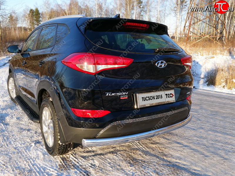 18 999 р. Защита заднего бампера (овальная) ТСС 75х42 мм Hyundai Tucson TL дорестайлинг (2015-2018)  с доставкой в г. Керчь