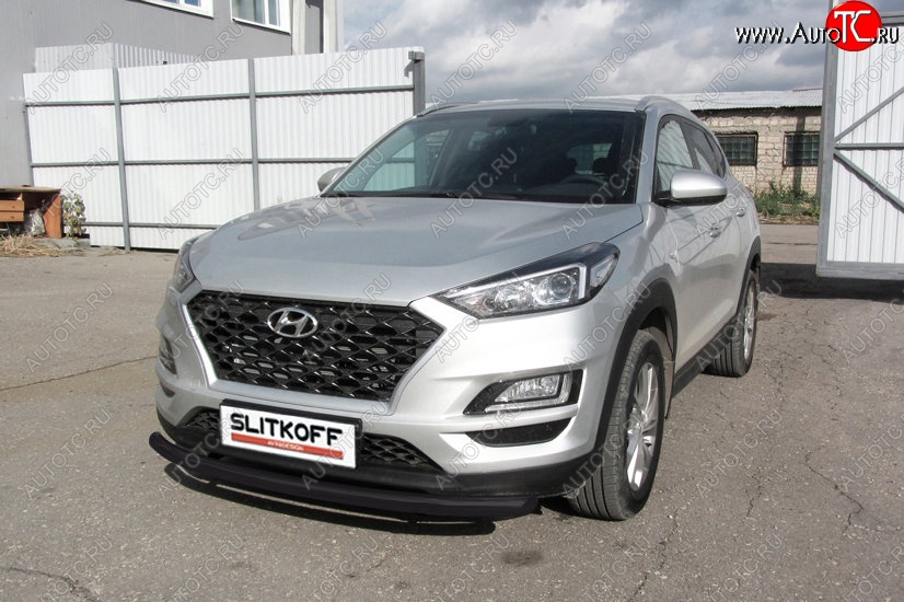 9 999 р. Защита переднего бампера Turbo Slitkoff (d57 мм) Hyundai Tucson TL рестайлинг (2018-2021) (Сталь с полимерным покрытием. Цвет: чёрный)  с доставкой в г. Керчь