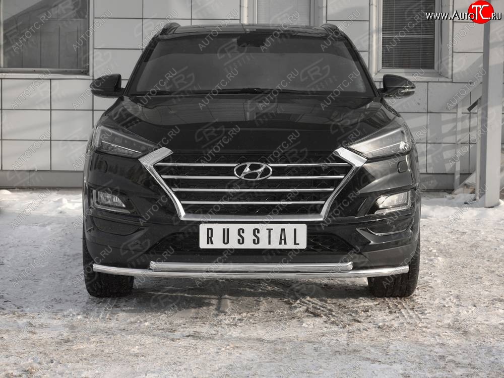 17 349 р. Защита переднего бампера (2 трубы Ø42 мм, нержавейка) SLITKOFF Hyundai Tucson TL рестайлинг (2018-2021)  с доставкой в г. Керчь