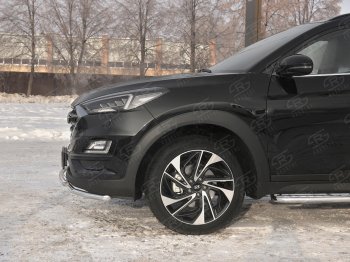 17 349 р. Защита переднего бампера (2 трубы Ø42 мм, нержавейка) SLITKOFF Hyundai Tucson TL рестайлинг (2018-2021)  с доставкой в г. Керчь. Увеличить фотографию 4