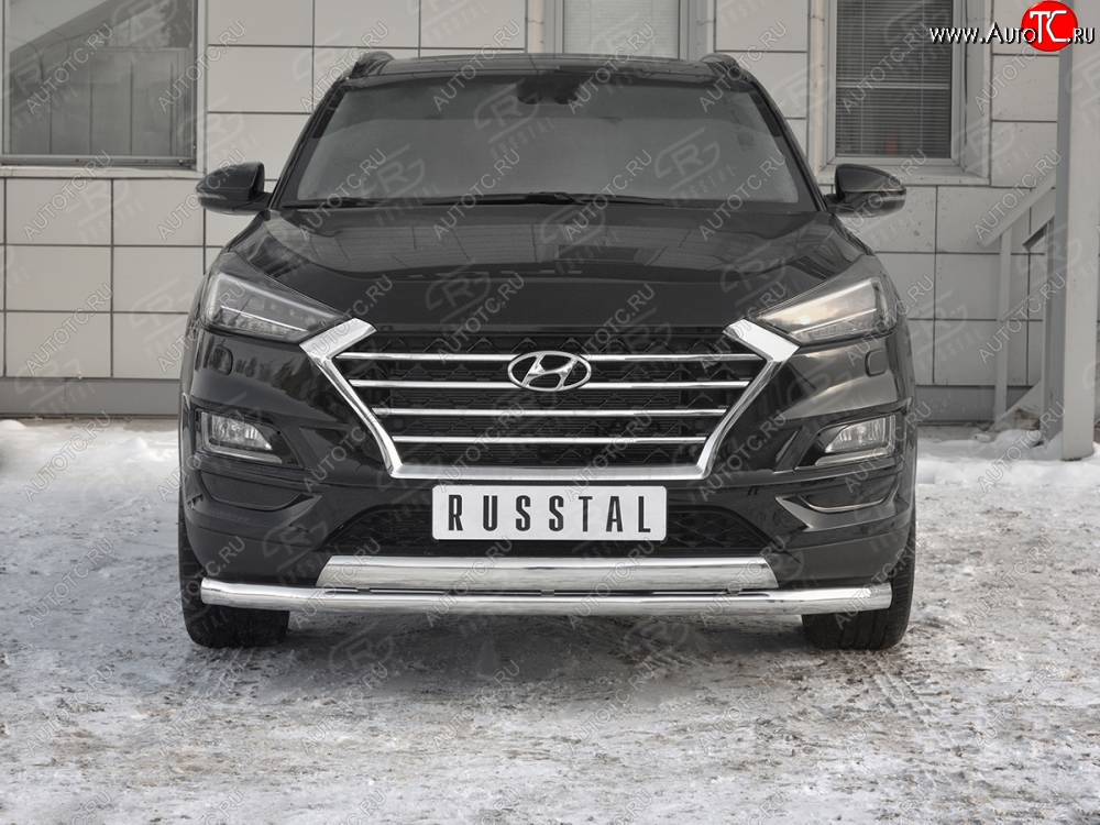 14 349 р. Защита переднего бампера (2 трубы Ø63 и 75х42 мм, нержавейка) Russtal Hyundai Tucson TL рестайлинг (2018-2021)  с доставкой в г. Керчь