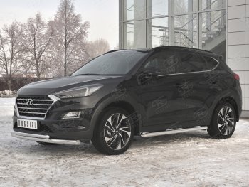 17 899 р. Защита переднего бампера (2 трубы Ø63 и 42 мм, нержавейка) SLITKOFF  Hyundai Tucson  TL (2018-2021) рестайлинг  с доставкой в г. Керчь. Увеличить фотографию 2