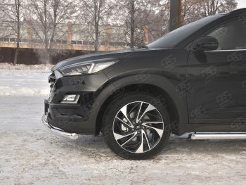 17 899 р. Защита переднего бампера (2 трубы Ø63 и 42 мм, нержавейка) SLITKOFF  Hyundai Tucson  TL (2018-2021) рестайлинг  с доставкой в г. Керчь. Увеличить фотографию 3