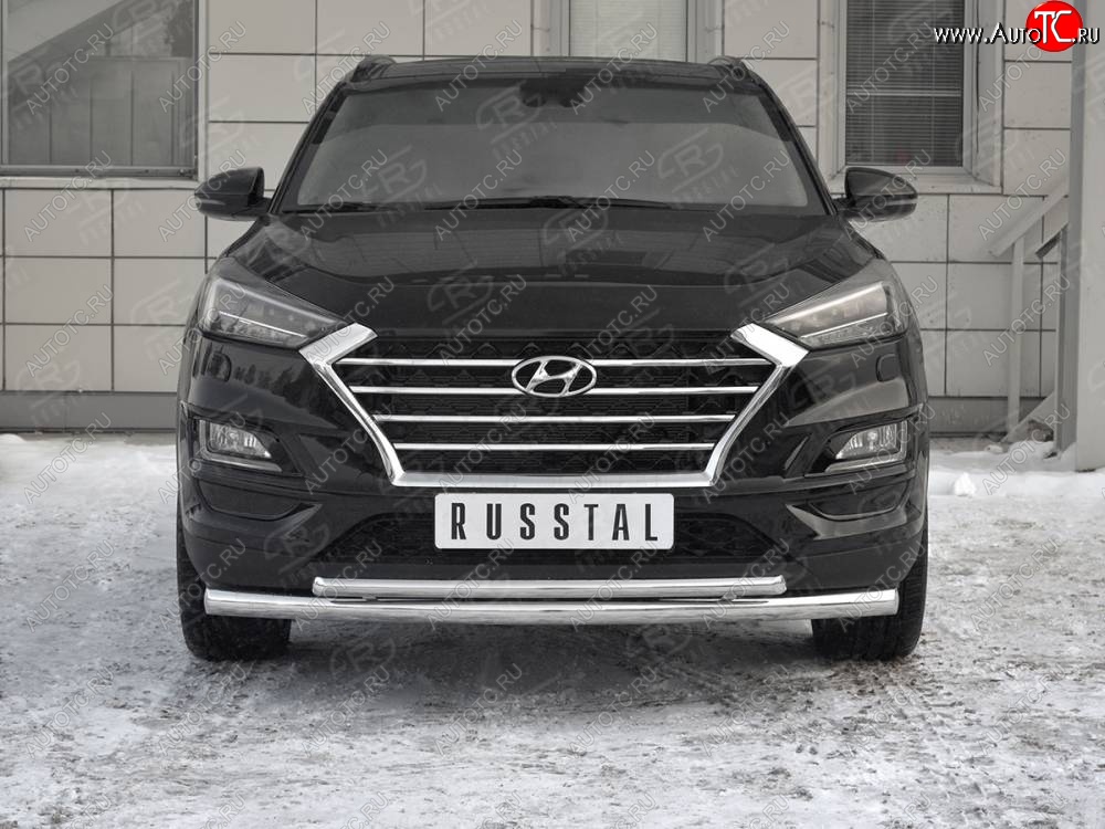 17 599 р. Защита переднего бампера (2 трубы Ø63 и 42 мм, нержавейка) SLITKOFF Hyundai Tucson TL рестайлинг (2018-2021)  с доставкой в г. Керчь