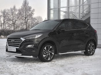 17 599 р. Защита переднего бампера (2 трубы Ø63 и 42 мм, нержавейка) SLITKOFF Hyundai Tucson TL рестайлинг (2018-2021)  с доставкой в г. Керчь. Увеличить фотографию 2