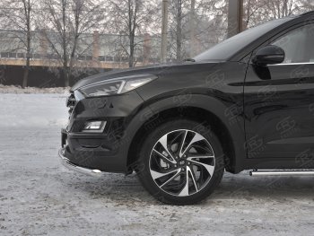 17 599 р. Защита переднего бампера (2 трубы Ø63 и 42 мм, нержавейка) SLITKOFF Hyundai Tucson TL рестайлинг (2018-2021)  с доставкой в г. Керчь. Увеличить фотографию 3