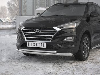 17 599 р. Защита переднего бампера (2 трубы Ø63 и 42 мм, нержавейка) SLITKOFF Hyundai Tucson TL рестайлинг (2018-2021)  с доставкой в г. Керчь. Увеличить фотографию 4