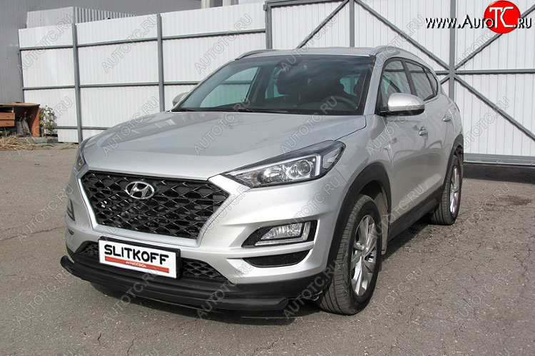 13 699 р. Защита переднего бампера Slitkoff (Ø 57+Ø 42, двойная).  Hyundai Tucson  TL (2018-2021) рестайлинг (Сталь с полимерным покрытием. Цвет: черный)  с доставкой в г. Керчь