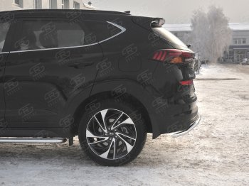 14 899 р. Защита заднего бампера (Ø42 мм волна, нержавейка) SLITKOFF Hyundai Tucson TL рестайлинг (2018-2021)  с доставкой в г. Керчь. Увеличить фотографию 2