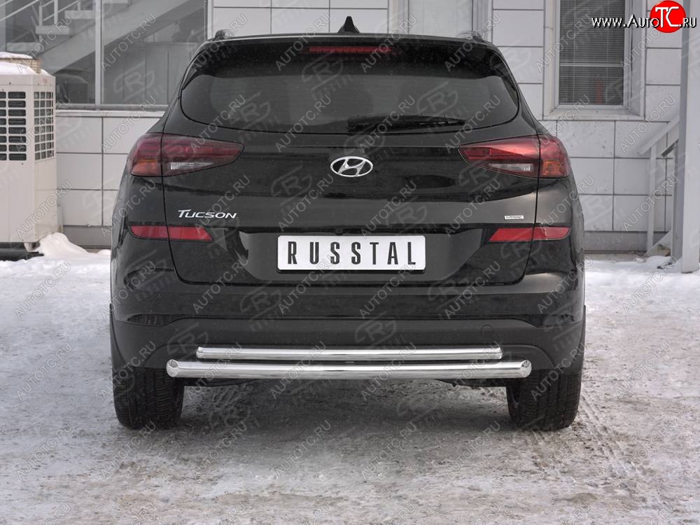 16 999 р. Защита заднего бампера (Ø63/42 мм, нержавейка) SLITKOFF Hyundai Tucson TL рестайлинг (2018-2021)  с доставкой в г. Керчь