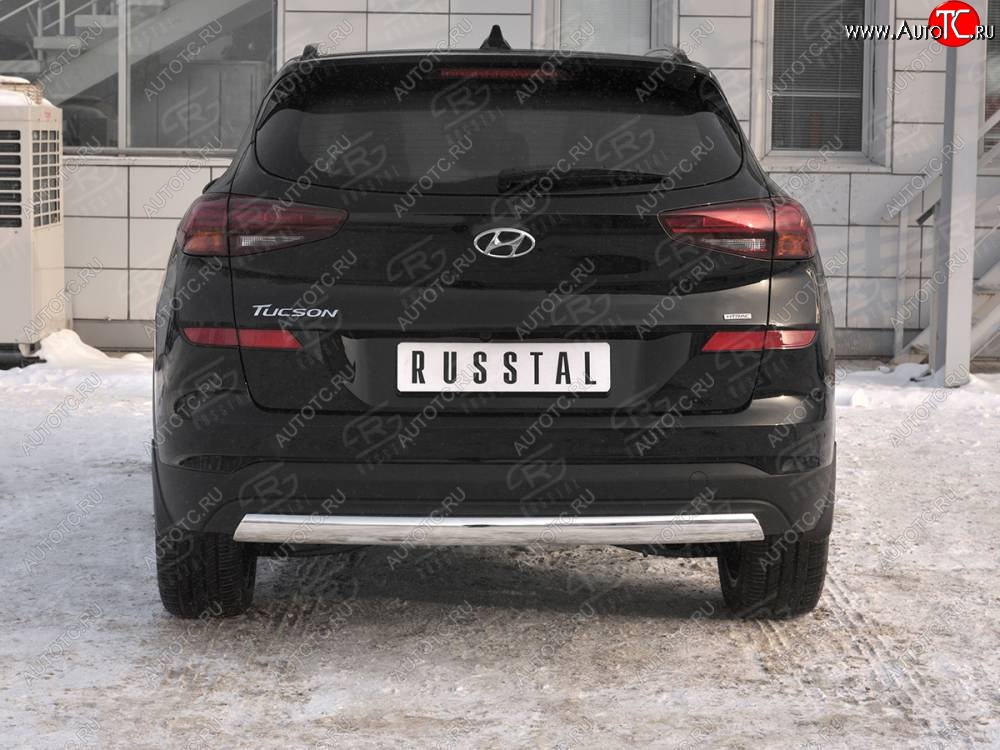 11 899 р. Защита заднего бампера (Ø75x42 мм, нержавейка) Russtal Hyundai Tucson TL рестайлинг (2018-2021)  с доставкой в г. Керчь