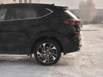 11 899 р. Защита заднего бампера (Ø75x42 мм, нержавейка) Russtal Hyundai Tucson TL рестайлинг (2018-2021)  с доставкой в г. Керчь. Увеличить фотографию 3