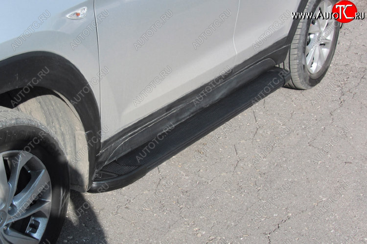 13 349 р. Пороги алюминиевые Slitkoff  Hyundai Tucson  TL (2018-2021) рестайлинг (Optima Black )  с доставкой в г. Керчь