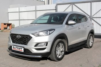 13 349 р. Пороги алюминиевые Slitkoff  Hyundai Tucson  TL (2018-2021) рестайлинг (Optima Black )  с доставкой в г. Керчь. Увеличить фотографию 2