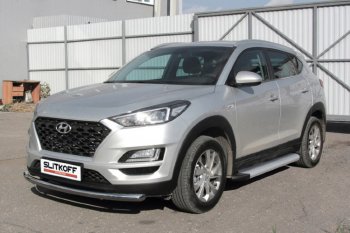 13 349 р. Пороги алюминиевые Slitkoff  Hyundai Tucson  TL (2018-2021) рестайлинг (Optima Silver)  с доставкой в г. Керчь. Увеличить фотографию 2