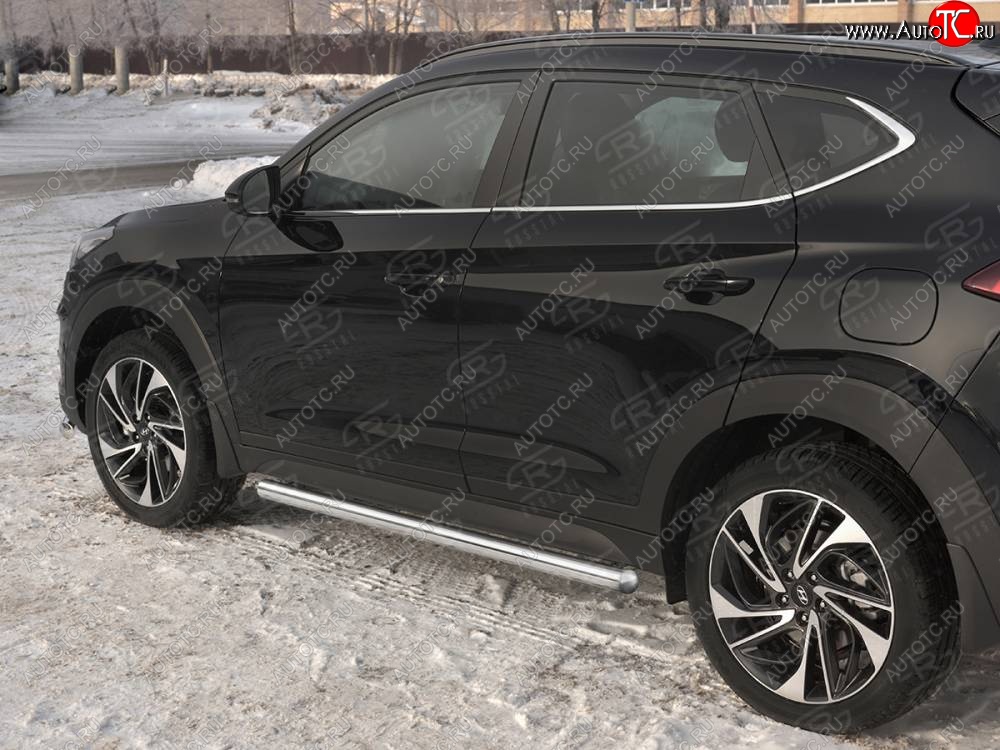 19 999 р. Защита порогов SLITKOFF (Ø63 мм)  Hyundai Tucson  TL (2018-2021) рестайлинг (Металлические торцы под 90°)  с доставкой в г. Керчь
