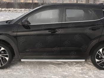 19 999 р. Защита порогов SLITKOFF (Ø63 мм)  Hyundai Tucson  TL (2018-2021) рестайлинг (Металлические торцы под 90°)  с доставкой в г. Керчь. Увеличить фотографию 2