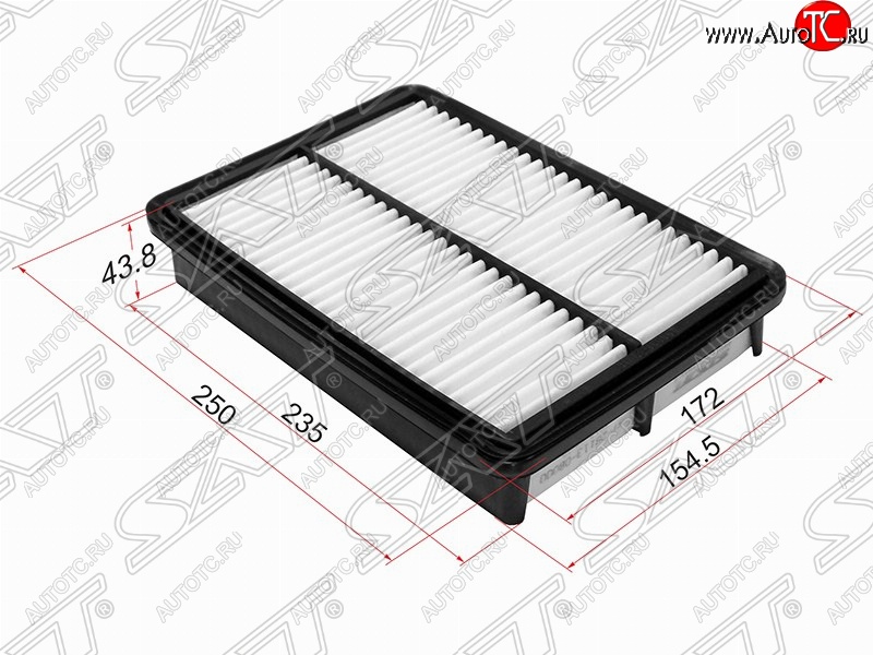 249 р. Фильтр воздушный двигателя SAT (250х172х43.8 mm)  Hyundai Tucson  JM (2004-2010), KIA Sportage  2 JE,KM (2004-2008)  с доставкой в г. Керчь