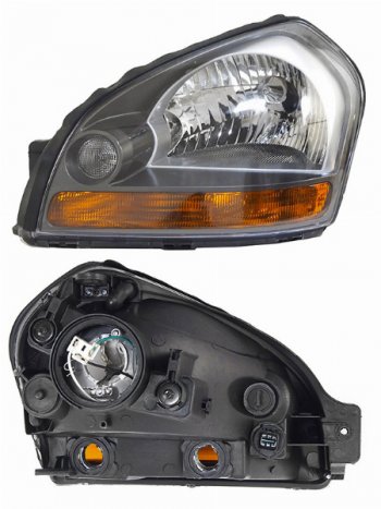 Левая фара SAT (желтый габарит) Hyundai Tucson  JM (2004-2010)