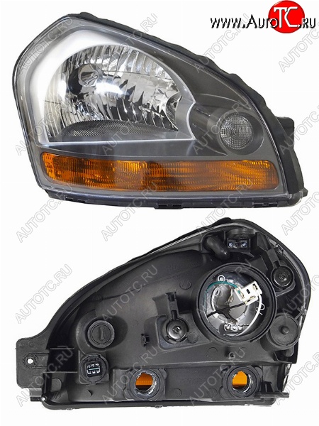 1 459 р. Правая фара передняя SAT (желтый габарит)  Hyundai Tucson  JM (2004-2010)  с доставкой в г. Керчь