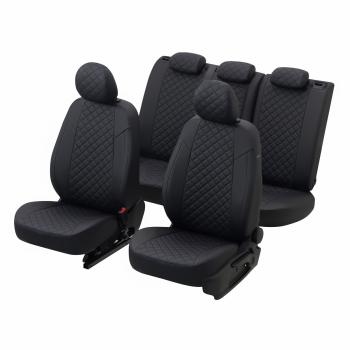 8 749 р. Чехлы сидений (экокожа, ЗСиС 60/40 + вырез под подлокотник) AUTOPILOT Ромб  Hyundai Tucson  JM (2004-2010), KIA Sportage  2 JE,KM (2004-2008) (черный/строчка синяя)  с доставкой в г. Керчь. Увеличить фотографию 3