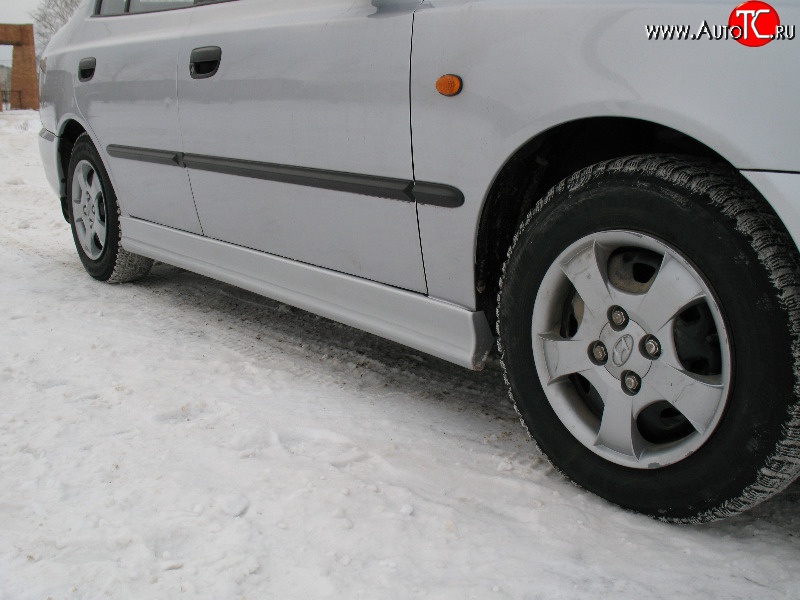4 099 р. Пороги накладки Style Hyundai Accent 2 LC седан дорестайлинг (ТагАЗ) (1999-2012) (Неокрашенные)  с доставкой в г. Керчь