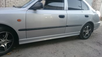 4 099 р. Пороги накладки Style Hyundai Accent 2 LC седан дорестайлинг (ТагАЗ) (1999-2012) (Неокрашенные)  с доставкой в г. Керчь. Увеличить фотографию 12