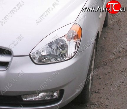1 649 р. Реснички на фары CT v1 Hyundai Accent 3 MC седан (2005-2011) (Неокрашенные)  с доставкой в г. Керчь