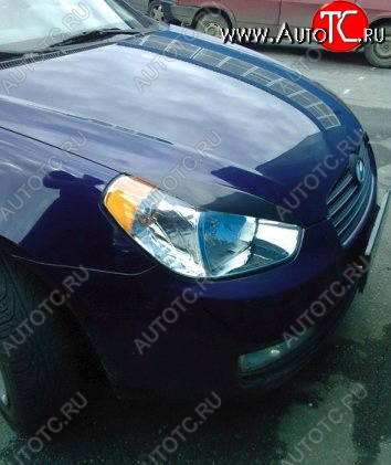 1 649 р. Реснички на фары CT v2 Hyundai Accent 3 MC седан (2005-2011) (Неокрашенные)  с доставкой в г. Керчь