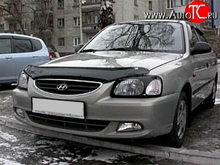 1 484 р. Защита передних фар NovLine (очки) . Hyundai Accent 2 LC седан дорестайлинг (ТагАЗ) (1999-2012)  с доставкой в г. Керчь