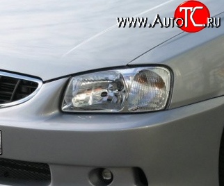 476 р. Прозрачная защита передних фар Novline Hyundai Accent 2 LC седан дорестайлинг (ТагАЗ) (1999-2012)  с доставкой в г. Керчь