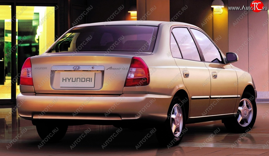 4 899 р. Задний бампер Стандартный Hyundai Accent 2 LC седан дорестайлинг (ТагАЗ) (1999-2012) (Неокрашенный)  с доставкой в г. Керчь