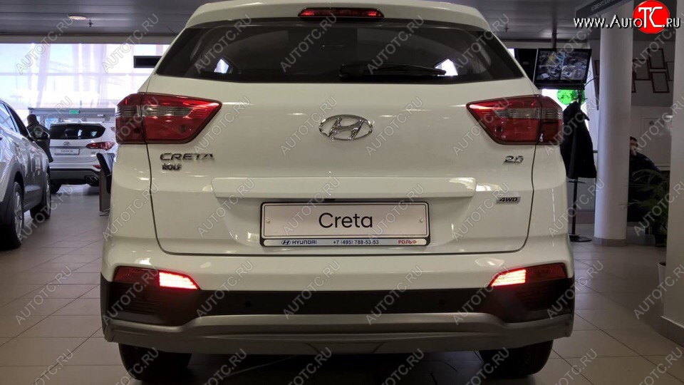 5 649 р. Накладка на задний бампер АвтоКрат  Hyundai Creta  GS (2015-2021) дорестайлинг, рестайлинг (Неокрашенная)  с доставкой в г. Керчь