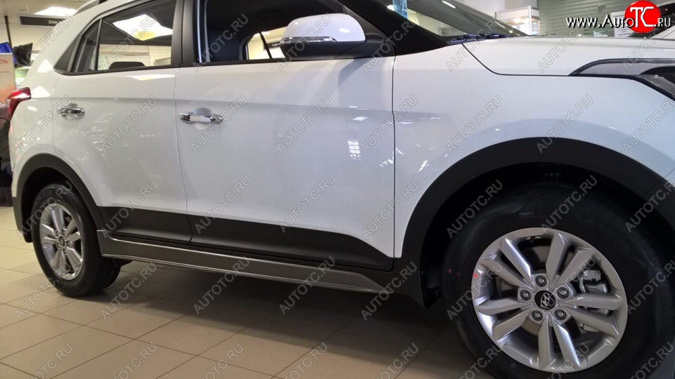 7 349 р. Пластиковые пороги АвтоКрат Hyundai Creta GS дорестайлинг (2015-2019) (Неокрашенные)  с доставкой в г. Керчь