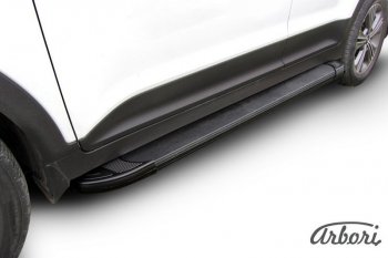 Порожки для ног Arbori Optima Black Hyundai Creta  GS (2015-2021) дорестайлинг, рестайлинг
