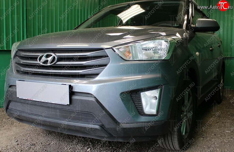 1 469 р. Защитная сетка на бампер Russtal (черная) Hyundai Creta GS рестайлинг (2019-2021)  с доставкой в г. Керчь