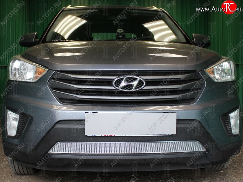 1 539 р. Защитная сетка на бампер Russtal (хром) Hyundai Creta GS рестайлинг (2019-2021)  с доставкой в г. Керчь