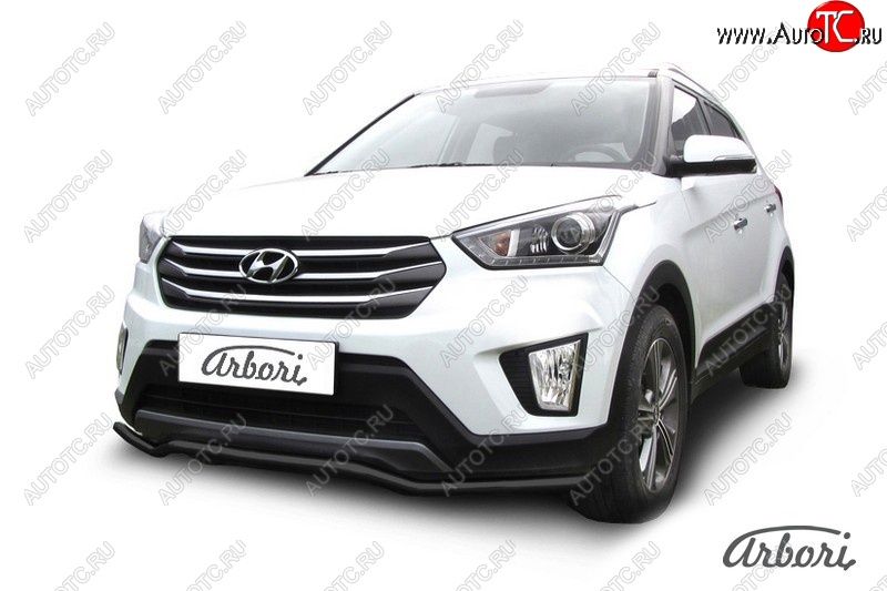 5 849 р. Защита переднего бампера Arbori (волна, черная, 1 труба d42 mm). Hyundai Creta GS рестайлинг (2019-2021)  с доставкой в г. Керчь