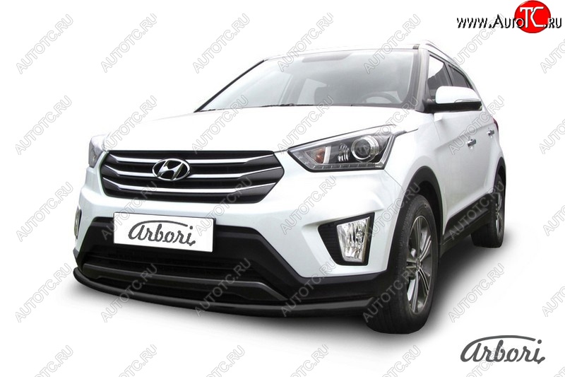 5 849 р. Защита переднего бампера Arbori (черная, 1 труба d57 mm). Hyundai Creta GS рестайлинг (2019-2021)  с доставкой в г. Керчь