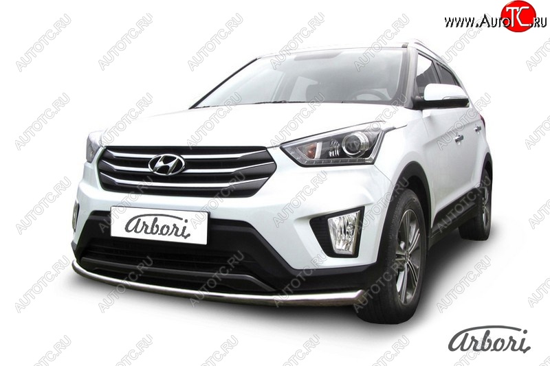 4 899 р. Защита переднего бампера Arbori (нержавейка, 1 труба d57 mm). Hyundai Creta GS рестайлинг (2019-2021)  с доставкой в г. Керчь