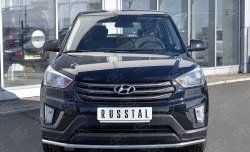 Защита переднего бампера (Ø42 мм, нержавейка) SLITKOFF Hyundai Creta  GS (2015-2021) дорестайлинг, рестайлинг