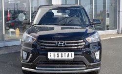 Защита переднего бампера (2 трубыØ63 и 42 мм, нержавейка) SLITKOFF Hyundai Creta  GS (2015-2021) дорестайлинг, рестайлинг