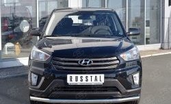 Защита переднего бампера (Ø63 мм, нержавейка) SLITKOFF Hyundai Creta  GS (2015-2021) дорестайлинг, рестайлинг