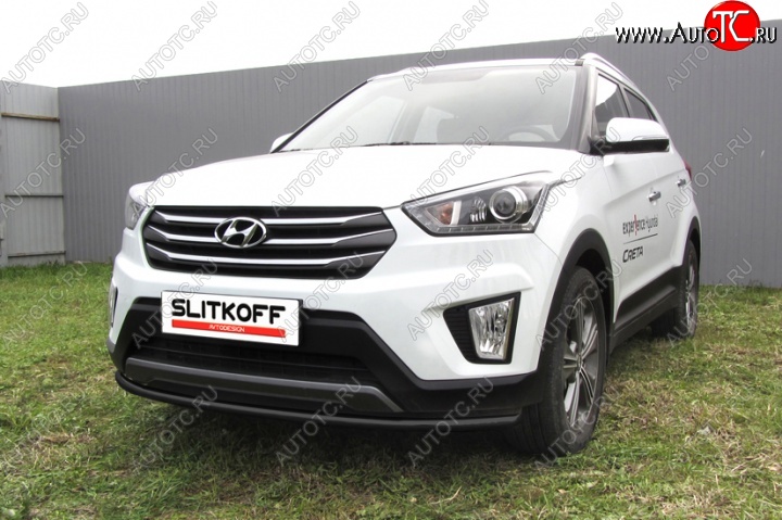 7 499 р. Защита переднего бампер из трубы d42 Slitkoff (дуга) Hyundai Creta GS рестайлинг (2019-2021) (Цвет: серебристый)  с доставкой в г. Керчь