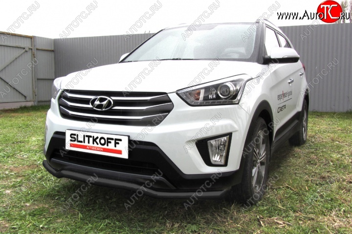 8 849 р. Защита переднего бампер из трубы d57 Slitkoff (волна) Hyundai Creta GS рестайлинг (2019-2021) (Цвет: серебристый)  с доставкой в г. Керчь