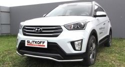 Защита переднего бампера из изогнутой трубы диаметром 42 мм Slitkoff Hyundai Creta  GS (2015-2021) дорестайлинг, рестайлинг