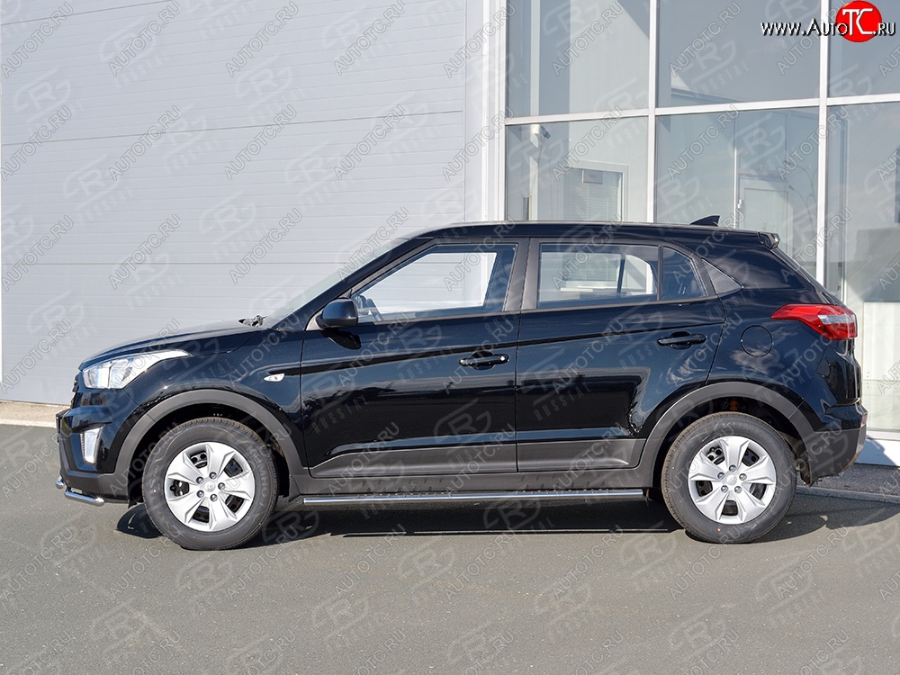 16 649 р. Защита порогов из овальной трубы диаметром 75x42 мм с проступью Russtal Hyundai Creta GS дорестайлинг (2015-2019)  с доставкой в г. Керчь